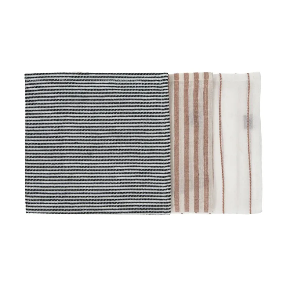 Pomax Linge De Table-ADRIATICO - set/3 serviettes - coton / lin - L 40 x W 40 cm - mix de couleurs