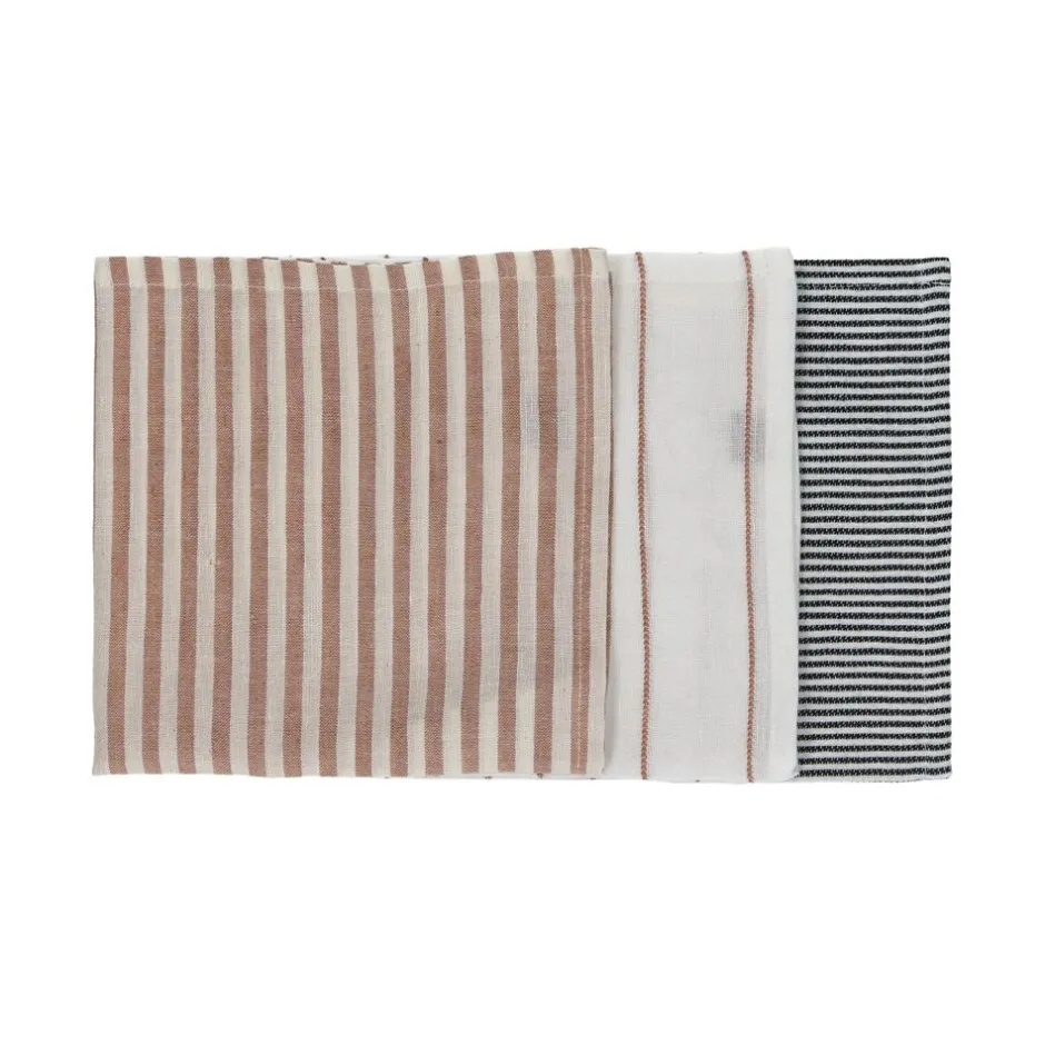 Pomax Linge De Table-ADRIATICO - set/3 serviettes - coton / lin - L 40 x W 40 cm - mix de couleurs
