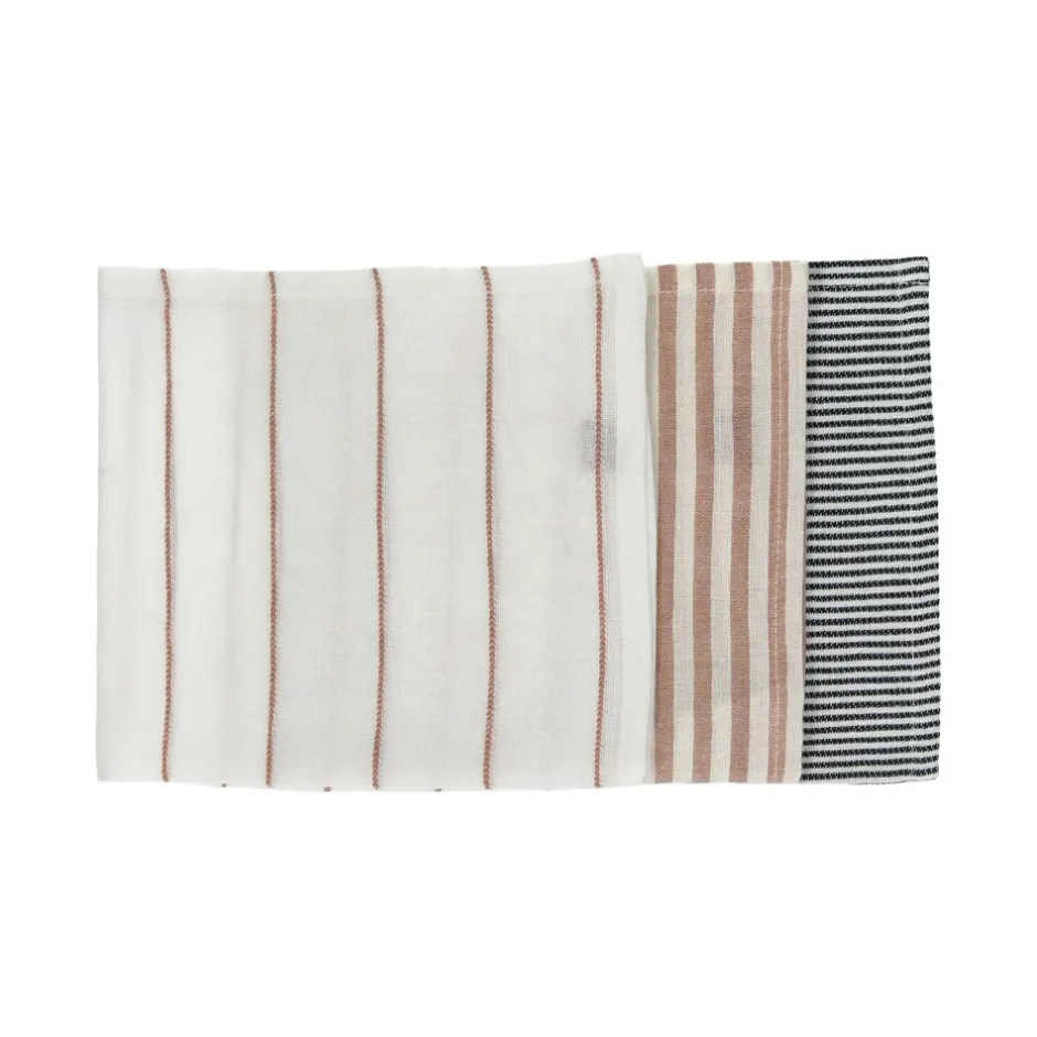 Pomax Linge De Table-ADRIATICO - set/3 serviettes - coton / lin - L 40 x W 40 cm - mix de couleurs