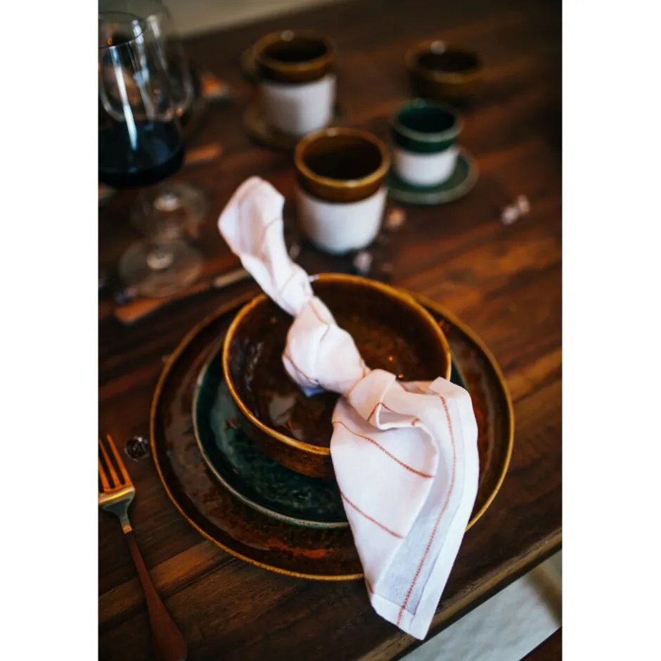 Pomax Linge De Table-ADRIATICO - set/3 serviettes - coton / lin - L 40 x W 40 cm - mix de couleurs