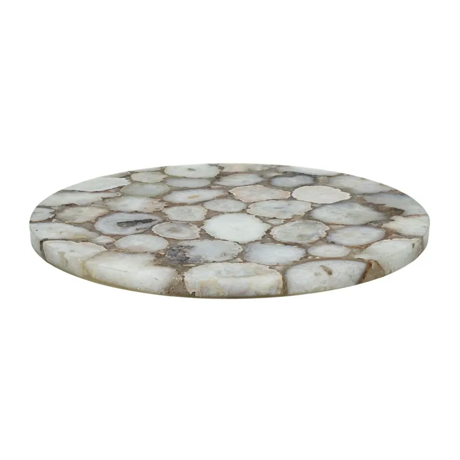 Pomax Concepts Modulaires-AGATA - dessus de table - pierre d'agate - DIA 55 x H 2 cm - blanc