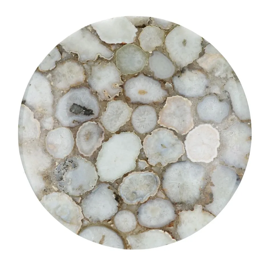 Pomax Concepts Modulaires-AGATA - dessus de table - pierre d'agate - DIA 55 x H 2 cm - blanc
