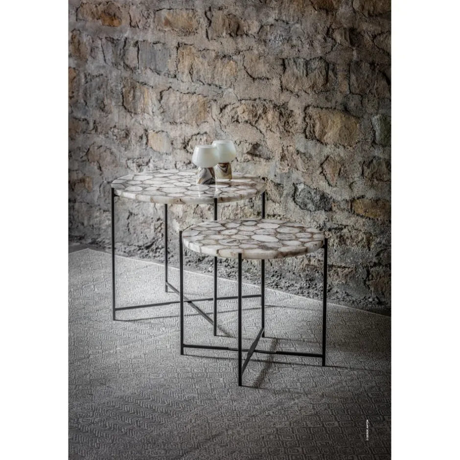 Pomax Concepts Modulaires-AGATA - dessus de table - pierre d'agate - DIA 55 x H 2 cm - blanc