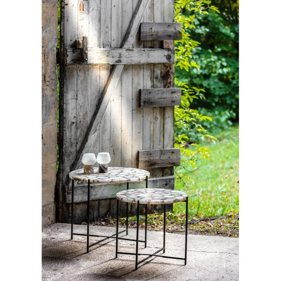 Pomax Concepts Modulaires-AGATA - dessus de table - pierre d'agate - DIA 55 x H 2 cm - blanc
