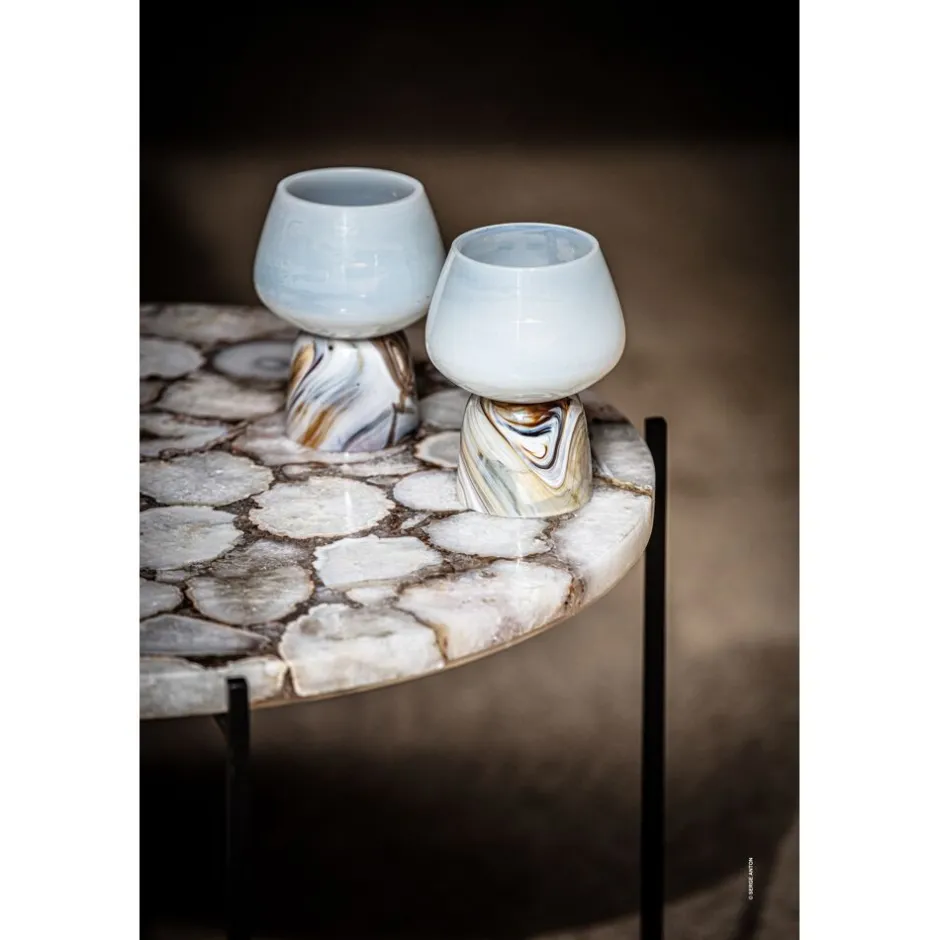 Pomax Concepts Modulaires-AGATA - dessus de table - pierre d'agate - DIA 55 x H 2 cm - blanc