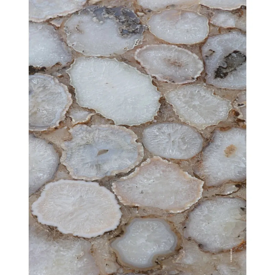 Pomax Concepts Modulaires-AGATA - dessus de table - pierre d'agate - DIA 55 x H 2 cm - blanc