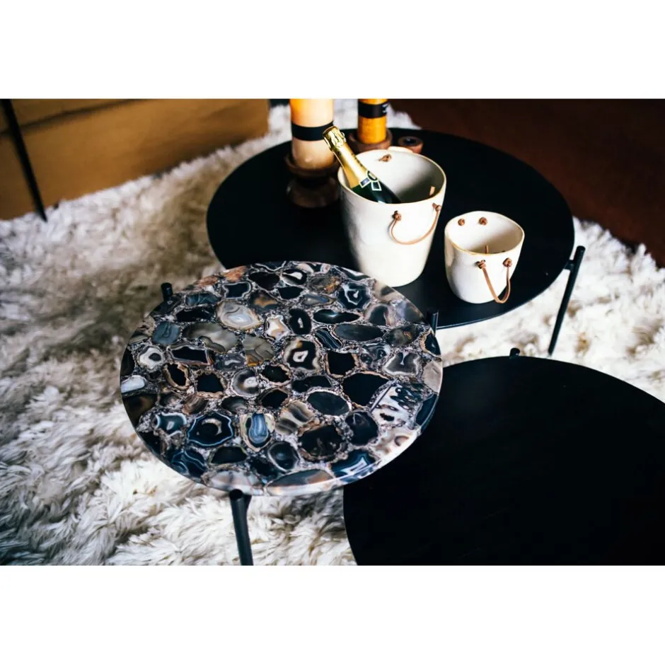 Pomax Concepts Modulaires-AGATA - dessus de table pour Granada - pierre d'agate - DIA 45 x H 4 cm - café