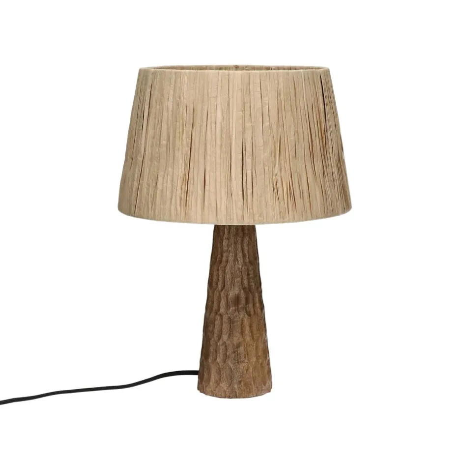 Pomax Lampes De Table-AGNÈS - lampe de table - bois de mangier / raphia - DIA 25 x H 35 cm - brun