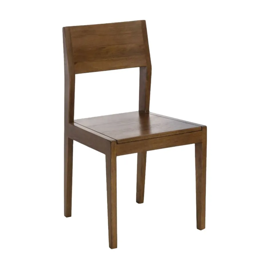 Pomax Chaises-ALBERTON - chaise - bois de mangier - L 46 x W 47 x H 86 cm - noyer