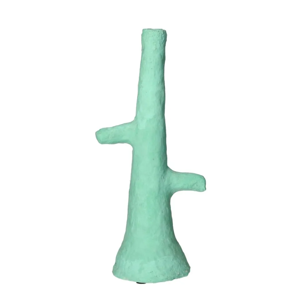 Pomax Chandeliers-ALMERIA - bougeoir - papier mâché / fer - L 20 x W 10 x H 35 cm - aqua