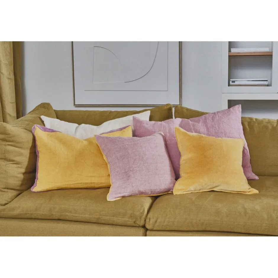 Pomax Coussins-ALPHA BASICS - coussin - lin - L 70 x W 50 cm - poudre rose