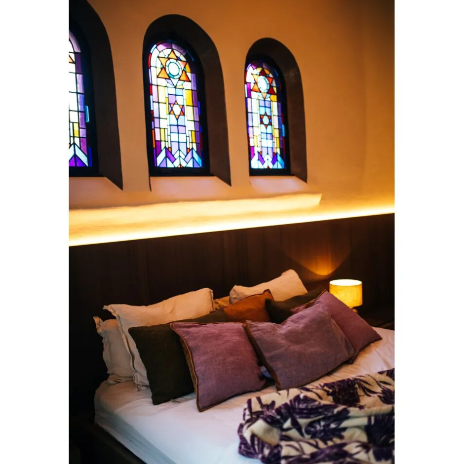 Pomax Coussins-ALPHA BORDERS - coussin - lin / velours - L 60 x W 40 cm - lavande