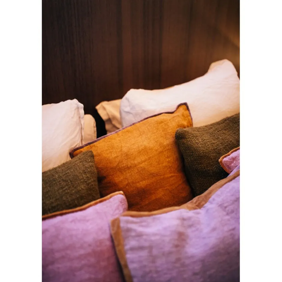 Pomax Coussins-ALPHA BORDERS - coussin - lin / velours - L 60 x W 40 cm - lavande