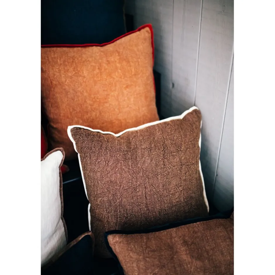Pomax Coussins-ALPHA OPPOSITES - coussin - lin / coton - L 45 x W 45 cm - café