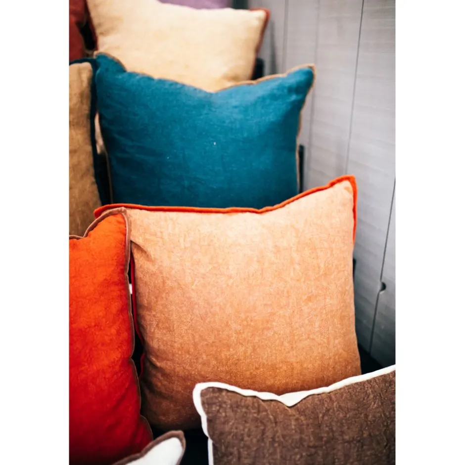 Pomax Coussins-ALPHA OPPOSITES - coussin - lin / coton - L 45 x W 45 cm - café
