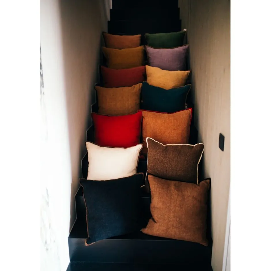 Pomax Coussins-ALPHA OPPOSITES - coussin - lin / coton - L 45 x W 45 cm - camel