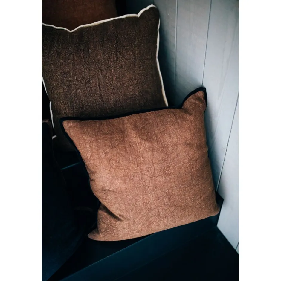 Pomax Coussins-ALPHA OPPOSITES - coussin - lin / coton - L 45 x W 45 cm - chocolat