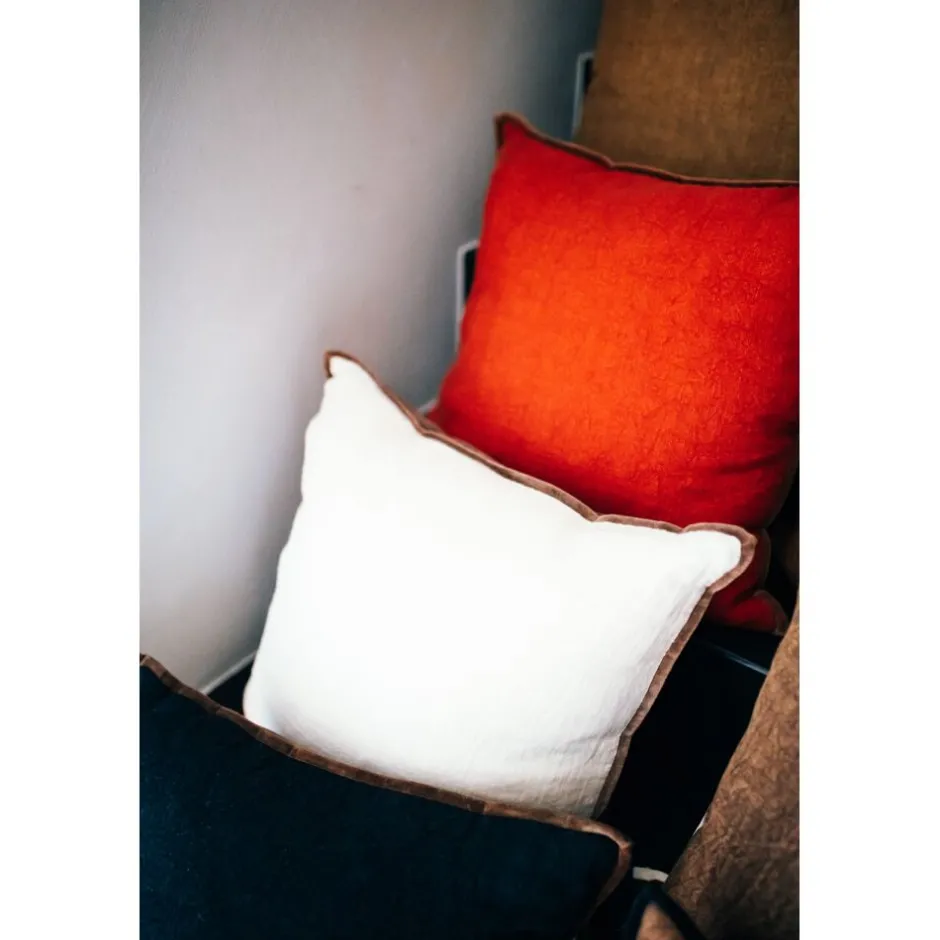Pomax Coussins-ALPHA OPPOSITES - coussin - lin / coton - L 45 x W 45 cm - ivoire