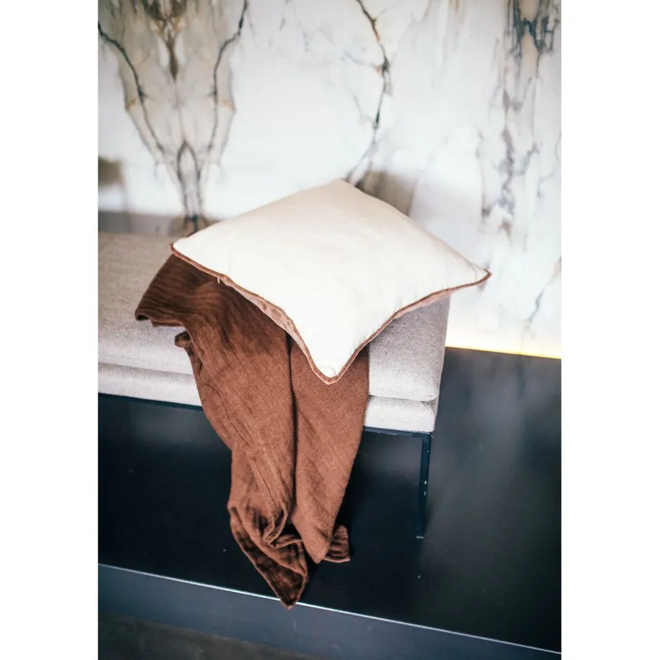 Pomax Coussins-ALPHA OPPOSITES - coussin - lin / coton - L 45 x W 45 cm - ivoire