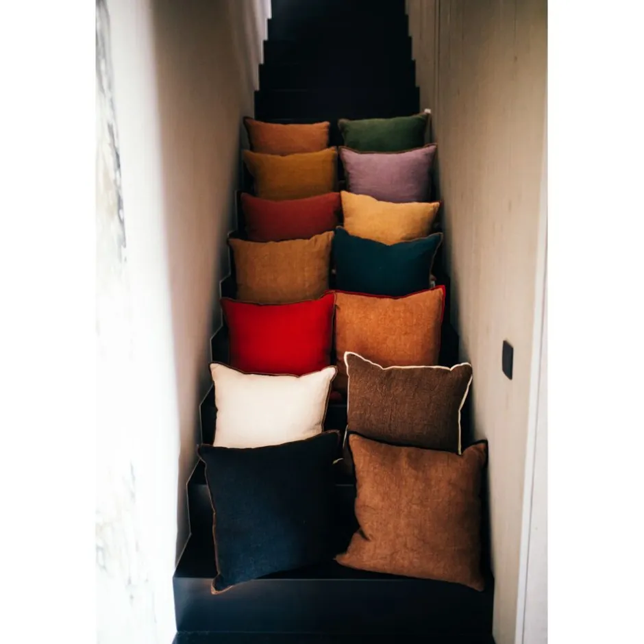 Pomax Coussins-ALPHA OPPOSITES - coussin - lin / coton - L 45 x W 45 cm - lavande