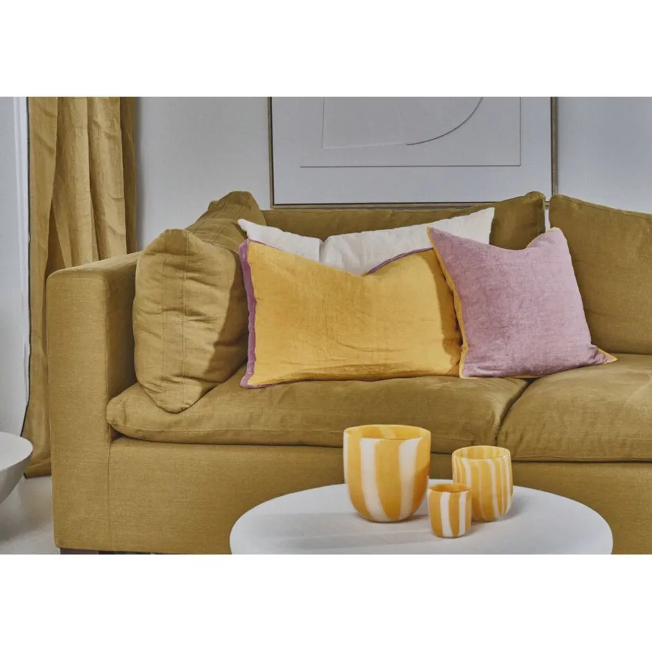 Pomax Coussins-ALPHA OPPOSITES - coussin - lin / coton - L 45 x W 45 cm - moutarde