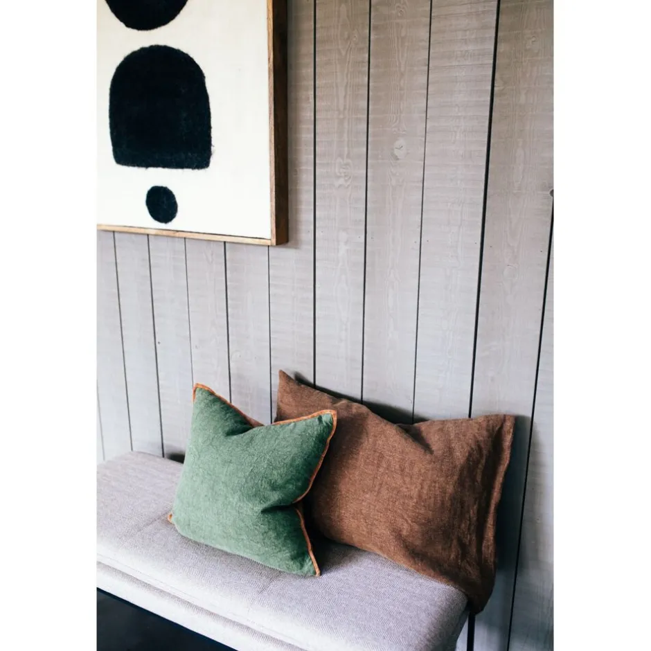 Pomax Coussins-ALPHA OPPOSITES - coussin - lin / coton - L 45 x W 45 cm - vert