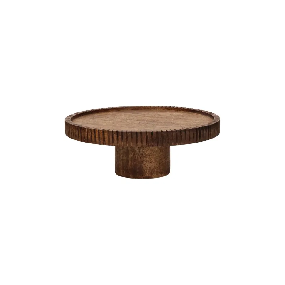 Pomax Plateaux-ALPHONSO - plat à gâteau - bois de mangier - DIA 28 x H 10 cm - noyer