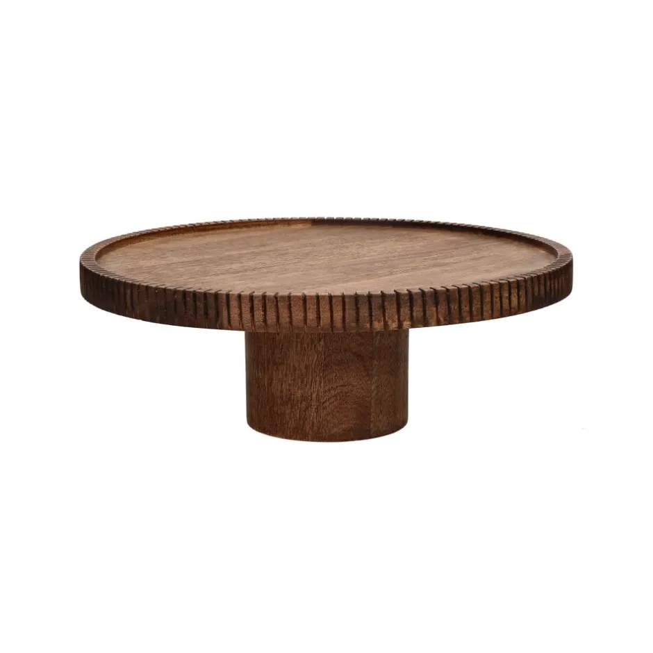 Pomax Plateaux-ALPHONSO - plat à gâteau - bois de mangier - DIA 38 x H 13,5 cm - noyer