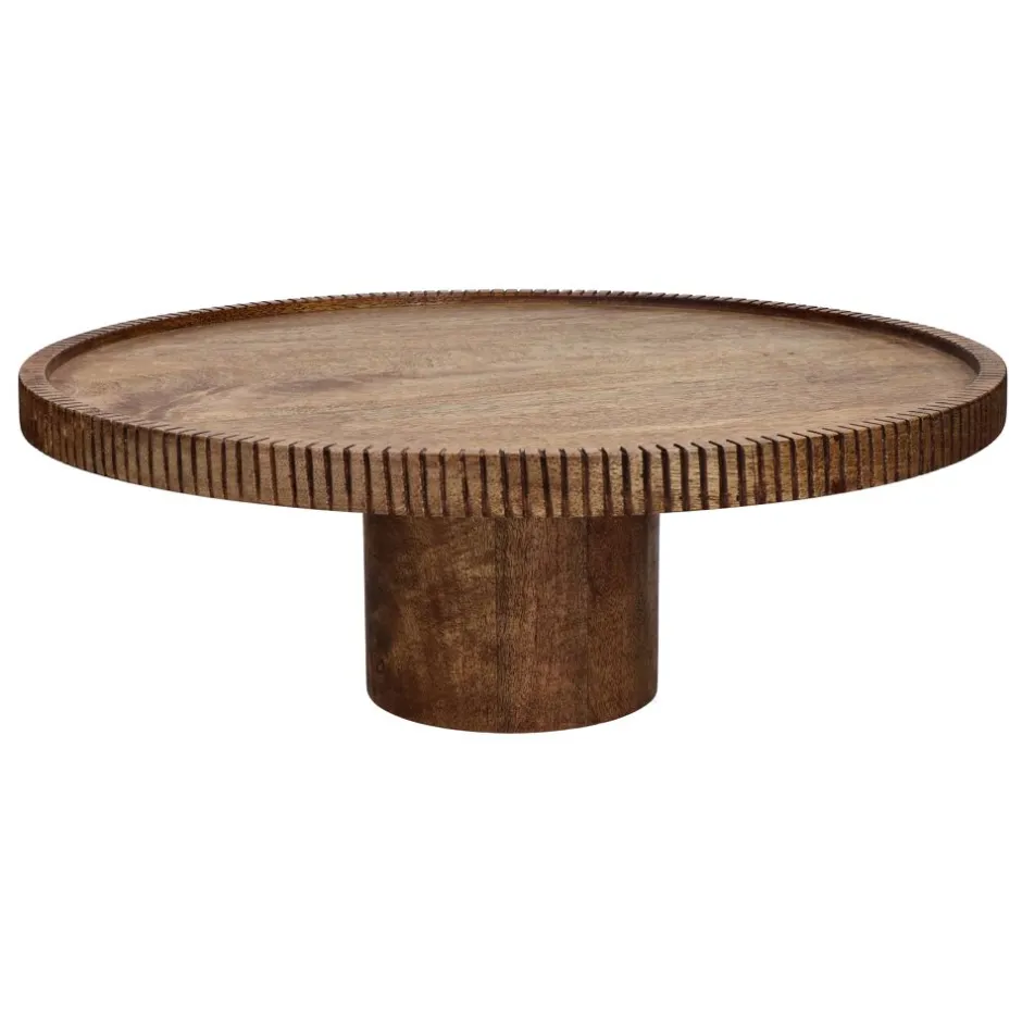 Pomax Plateaux-ALPHONSO - plat à gâteau - bois de mangier - DIA 48 x H 17 cm - noyer