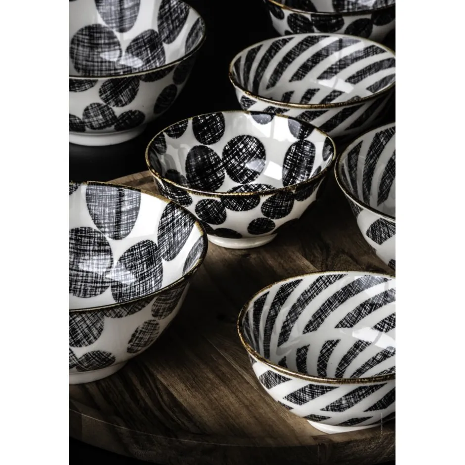 Pomax Vaisselle-ALTO - bol à céréales - porcelaine - DIA 12 x H 6 cm - noir/blanc