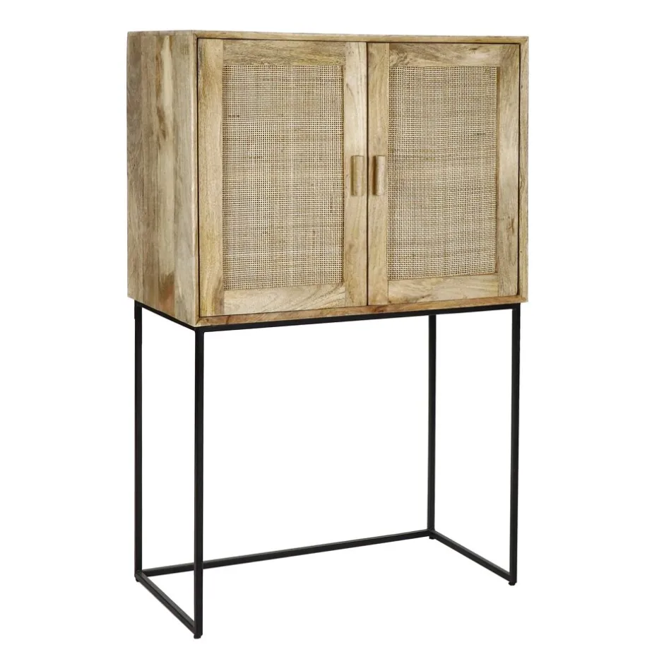 Pomax Armoires-ANGELA - armoire - bois de mangier / métal - L 80 x W 40 x H 125 cm - naturel