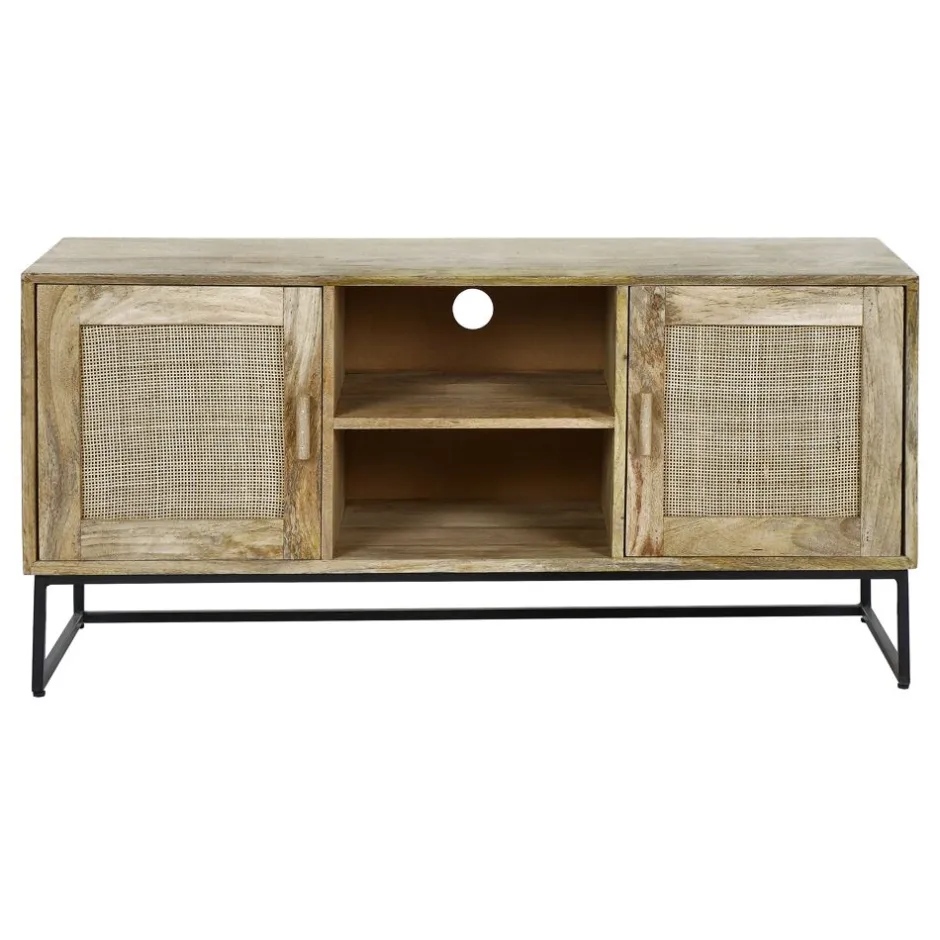 Pomax Armoires-ANGELA - armoire - bois de mangier / métal - L 120 x W 40 x H 57 cm - naturel