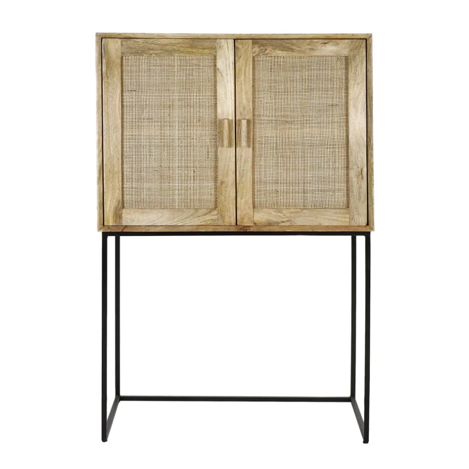Pomax Armoires-ANGELA - armoire - bois de mangier / métal - L 80 x W 40 x H 125 cm - naturel