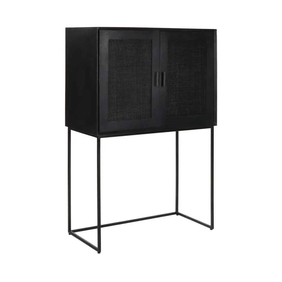 Pomax Armoires-ANGELA - armoire - bois de mangier / métal - L 80 x W 40 x H 125 cm - noir