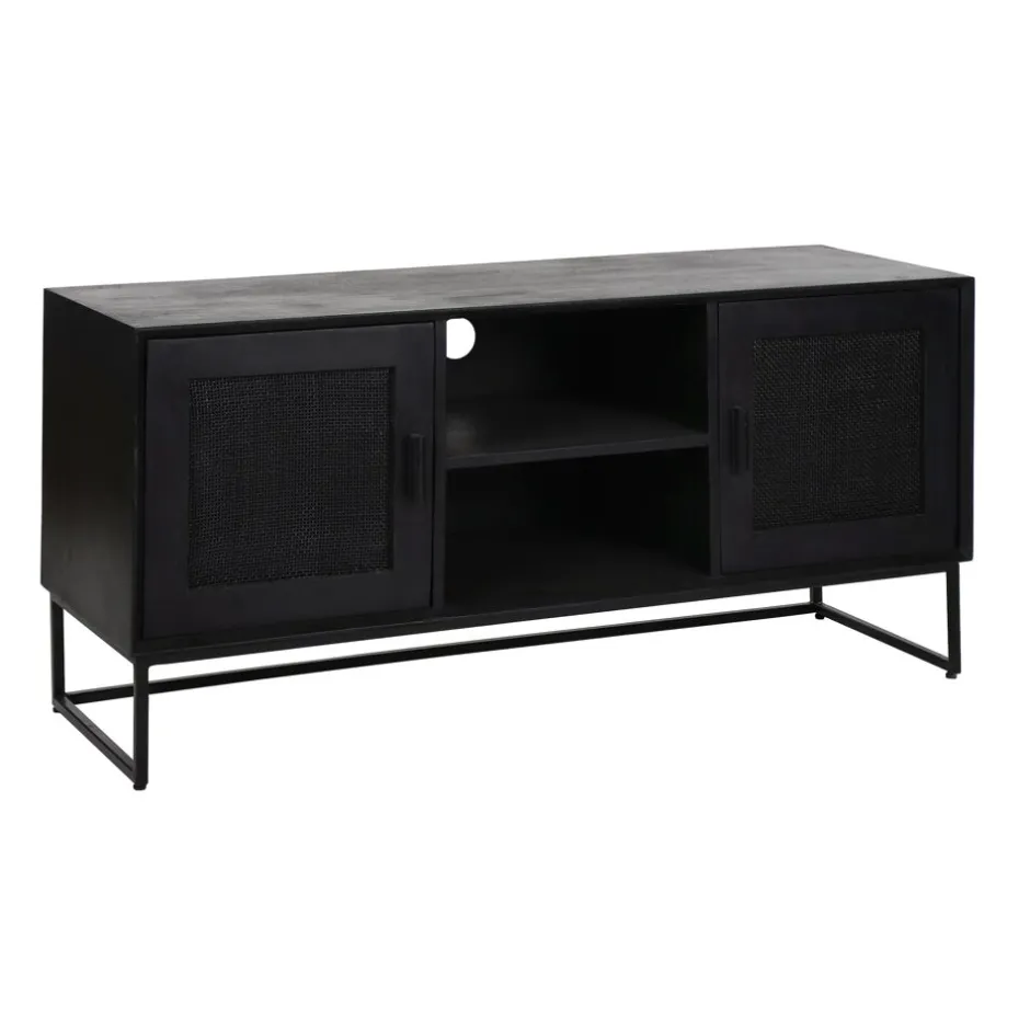 Pomax Armoires-ANGELA - armoire - bois de mangier / métal - L 120 x W 40 x H 57 cm - noir