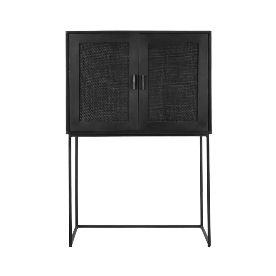 Pomax Armoires-ANGELA - armoire - bois de mangier / métal - L 80 x W 40 x H 125 cm - noir