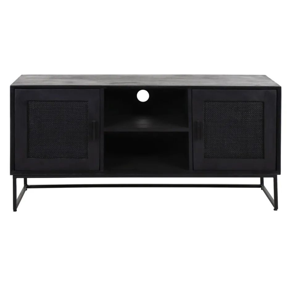 Pomax Armoires-ANGELA - armoire - bois de mangier / métal - L 120 x W 40 x H 57 cm - noir