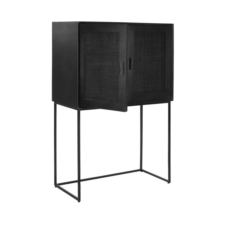 Pomax Armoires-ANGELA - armoire - bois de mangier / métal - L 80 x W 40 x H 125 cm - noir