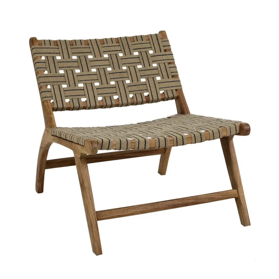 Pomax Canapés-AOSTA - chaise relax - bois d'acacia / coton - L 65 x W 76 x H 70 cm - naturel