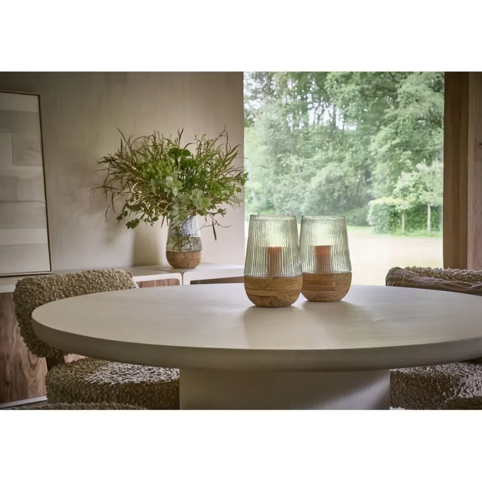 Pomax Photophores / T-lights-ARBRE - photophore/vase - bois de mangier / verre - DIA 22 x H 33 cm - naturel