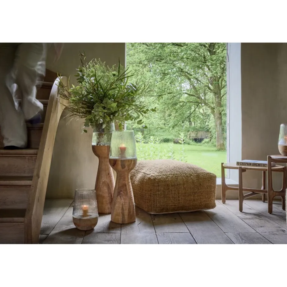 Pomax Photophores / T-lights-ARBRE - photophore/vase - bois de mangier / verre - DIA 22 x H 33 cm - naturel