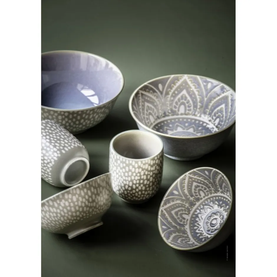 Pomax Vaisselle-ARITMO - bol à soupe - porcelaine - DIA 15 x H 7 cm - gris bleu