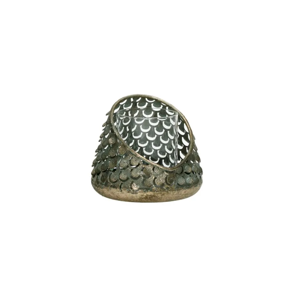 Pomax Photophores / T-lights-ARMADILLO - photophore - métal / verre - DIA 11 x H 9,5 cm - brass
