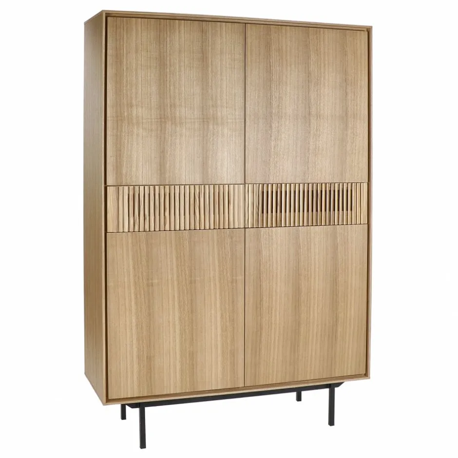 Pomax Armoires-ATLANTA - armoire - mdf / placage de bois / métal - L 115 x W 40 x H 170 cm - naturel