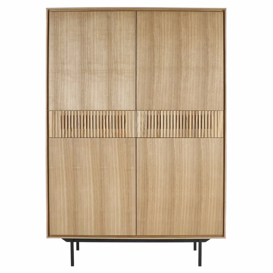 Pomax Armoires-ATLANTA - armoire - mdf / placage de bois / métal - L 115 x W 40 x H 170 cm - naturel