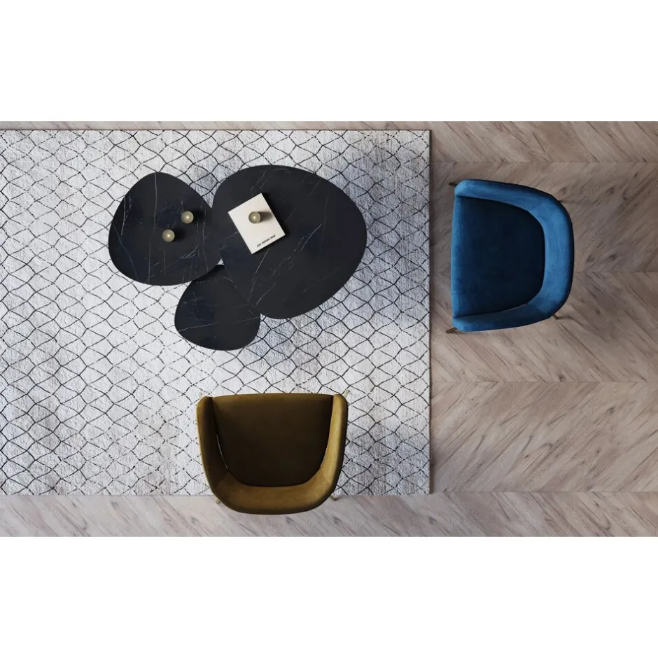 Pomax Tables Basses | Tables-AXIO - set/3 tables d'appoint - marbre - L 40/54/74 x W 40/52/68 x H 36/41/45 cm - noir