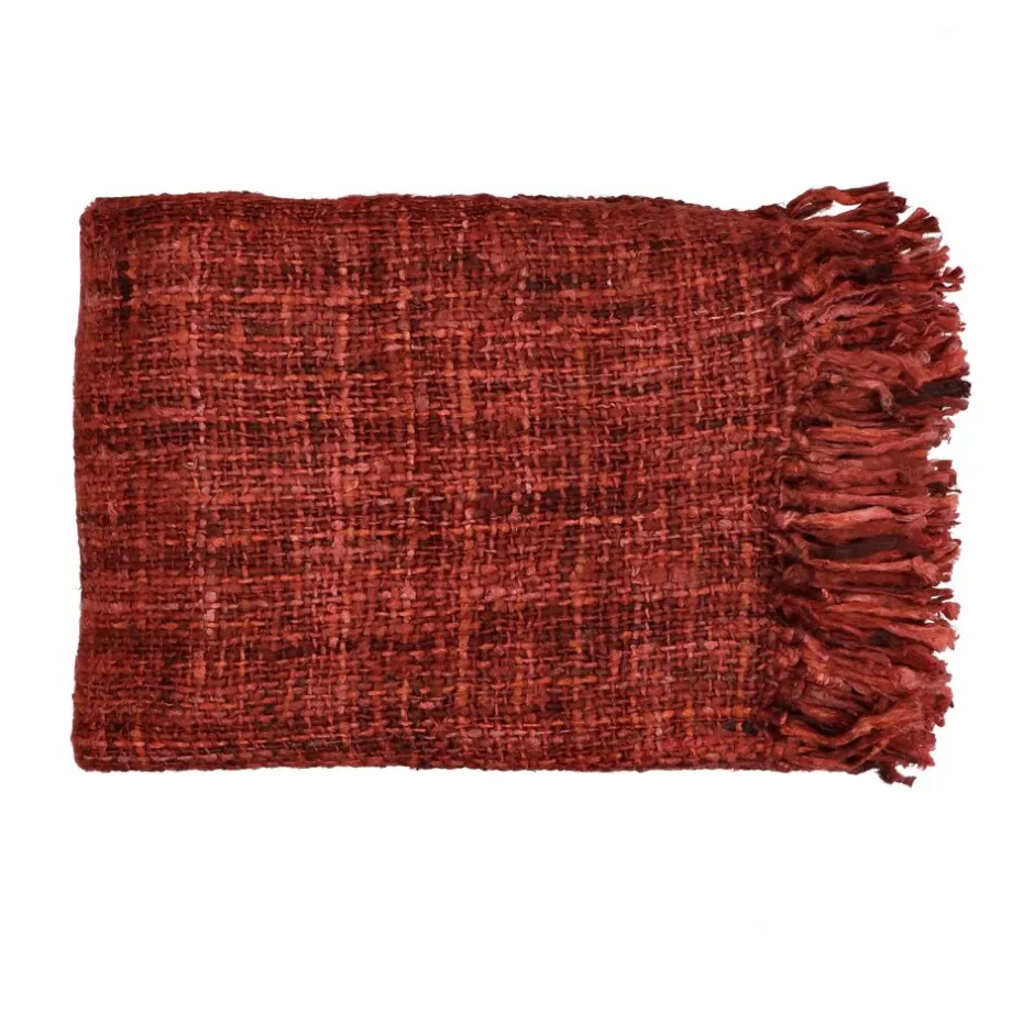Pomax Plaids-AYALA - plaid - coton - L 150 x W 125 cm - corail