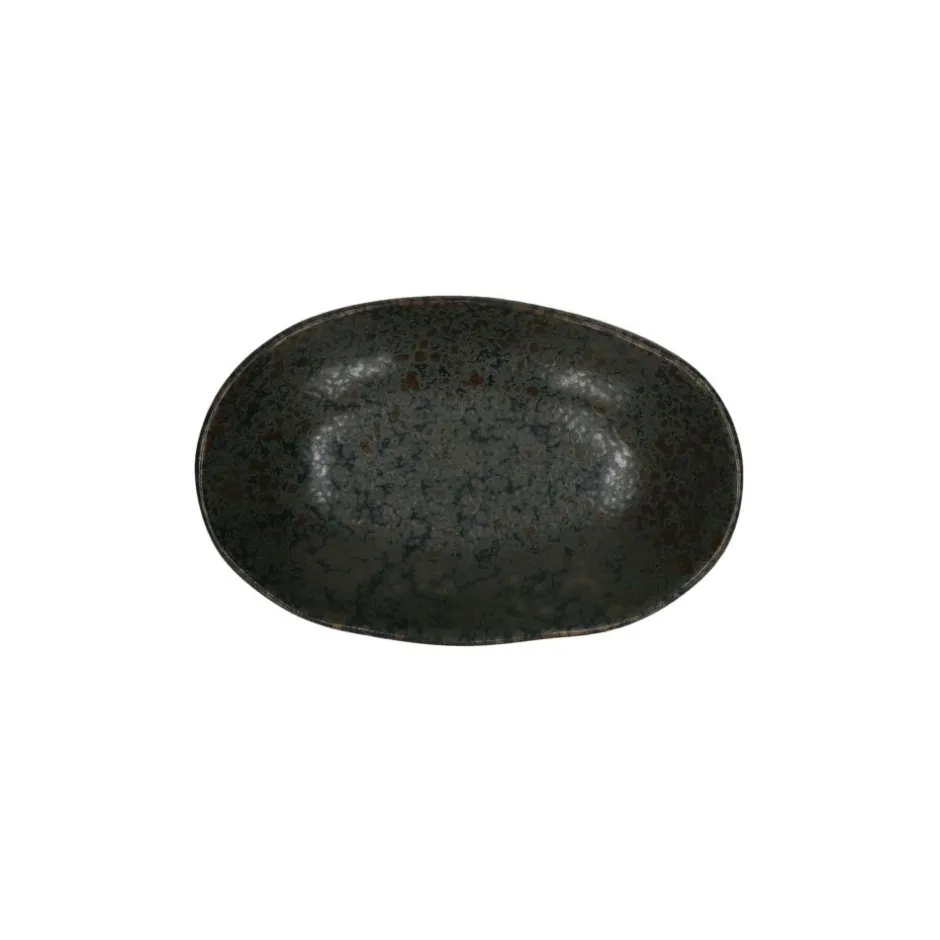 Pomax Vaisselle-BASALT - assiette ovale - grès - L 14,2 x W 9,1 x H 2,3 cm - noir