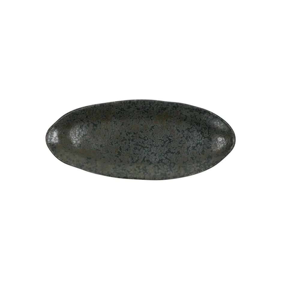 Pomax Vaisselle-BASALT - assiette ovale - grès - L 26,6 x W 11 x H 2,5 cm - noir