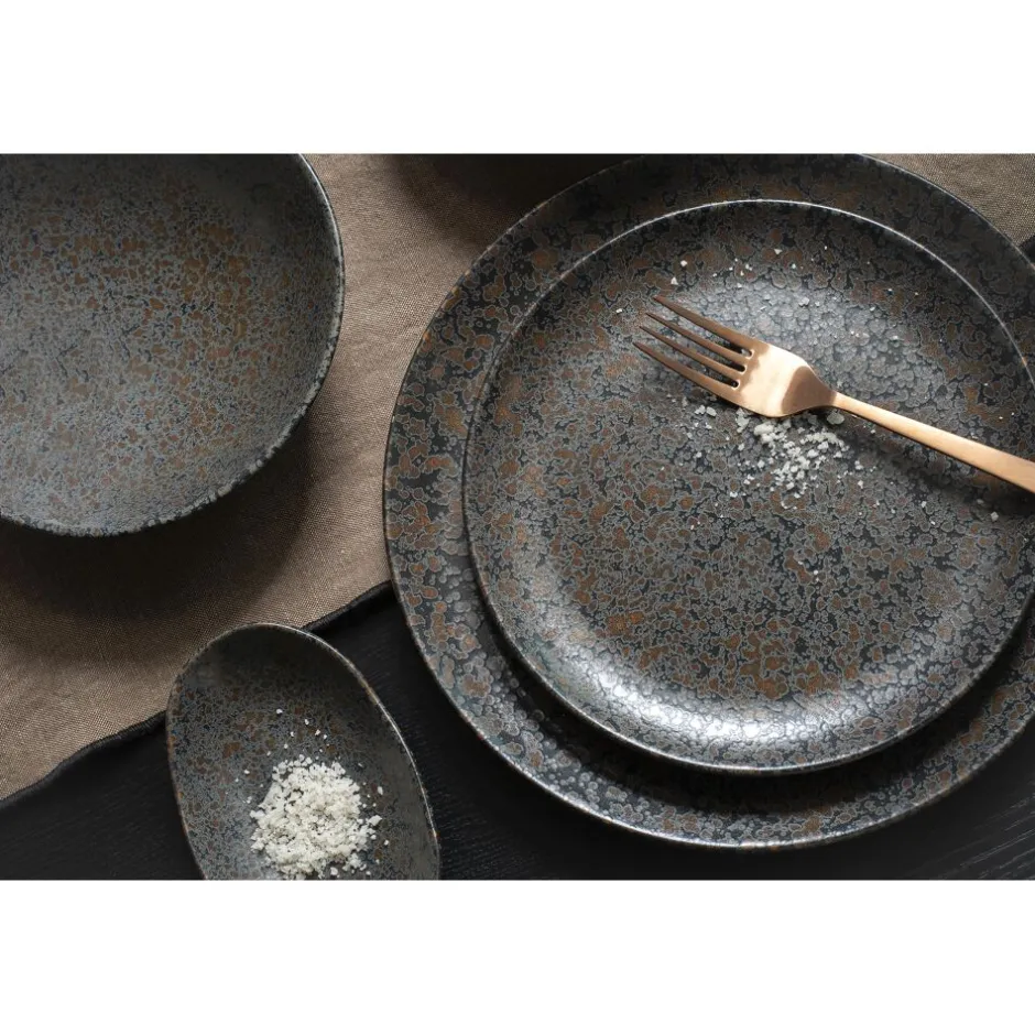 Pomax Vaisselle-BASALT - assiette ovale - grès - L 14,2 x W 9,1 x H 2,3 cm - noir